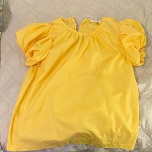 Yellow Puff Sleeve Blouse